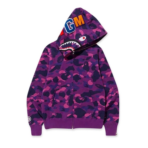 A bathing ape Color camo Purple Shark Full Zip Hoodie - Picture 2 of 4